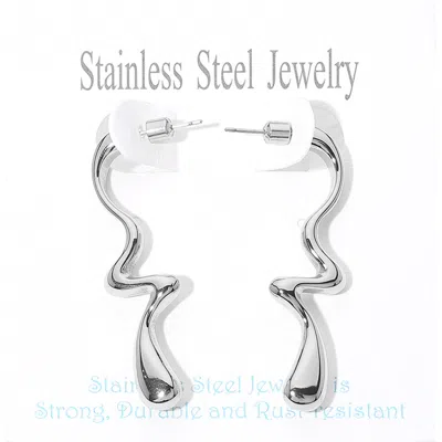 Fashnzfab Stainless Steel Sculptural Drop Earrings In Multi
