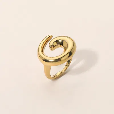 Fashnzfab Stainless Steel Sculptural Open Swirl Accent Ring In Gold