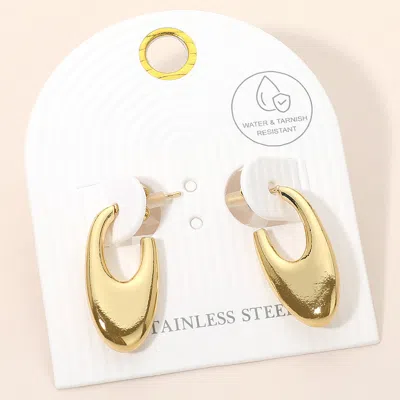 Fashnzfab Stainless Steel Sculptural Organic Hoop Earrings In Gold