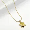 Fashnzfab Stainless Steel Sea Turtle Pendant Necklace In Gold