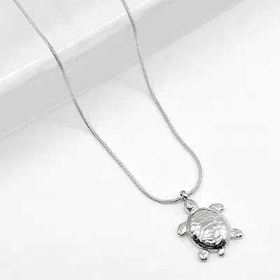 Fashnzfab Stainless Steel Sea Turtle Pendant Necklace In Multi