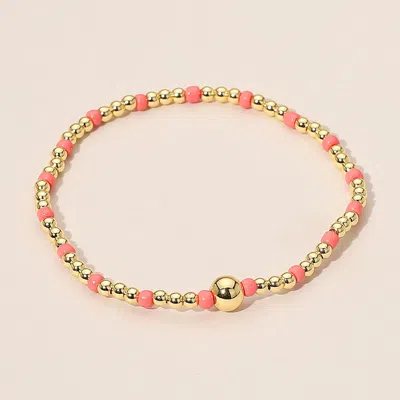 Fashnzfab Stainless Steel Seed Beaded Stretch Bracelet In Multi