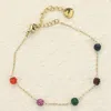 Fashnzfab Stainless Steel Shamballa Ball Station Bracelet Gold, Multi In Multi