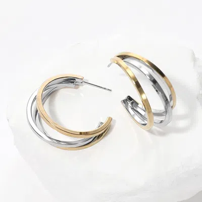 Fashnzfab Stainless Steel Split Hoop Earrings In Multi