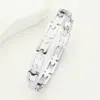 Fashnzfab Stainless Steel Square Chain Hinged Bangle Bracelet Silver In Silver