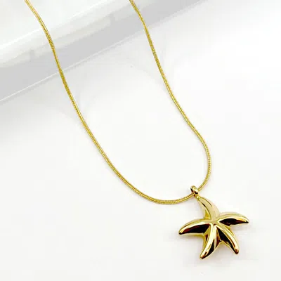 Fashnzfab Stainless Steel Starfish Pendant Necklace In Gold