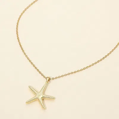 Fashnzfab Stainless Steel Starfish Pendant Necklace In Gold