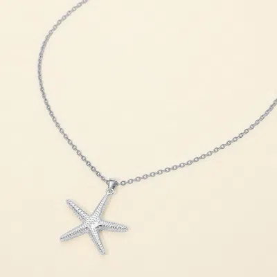 Fashnzfab Stainless Steel Starfish Pendant Necklace In Silver