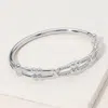 Fashnzfab Stainless Steel Stone Paved Abstract Hinged Bangle Bracelet Silver In Silver