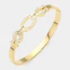 Fashnzfab Stainless Steel Stone Paved Chain Pointed Hinged Bracelet Gold In Gold