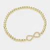 Fashnzfab Stainless Steel Stone Paved Infinity Charm Pointed Stretch Bracelet Gold In Gold