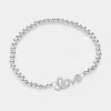 Fashnzfab Stainless Steel Stone Paved Love Message Pointed Stretch Bracelet Silver In Silver