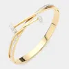 Fashnzfab Stainless Steel Stone Paved Nail Head Pointed Hinged Bracelet Gold In Gold