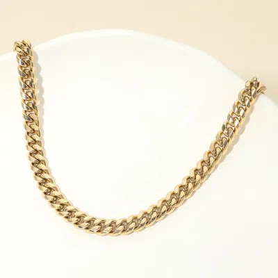 Fashnzfab Stainless Steel Thick Cuban Chain Necklace 22" In Gold