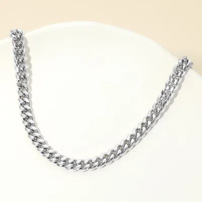 Fashnzfab Stainless Steel Thick Cuban Chain Necklace 22" In Silver