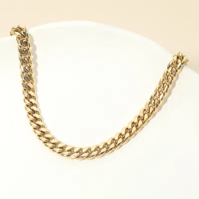 Fashnzfab Stainless Steel Thick Cuban Chain Necklace In Gold