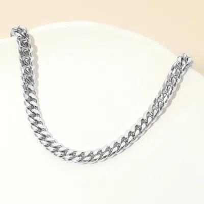 Fashnzfab Stainless Steel Thick Cuban Chain Necklace In Silver