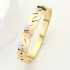 Fashnzfab Stainless Steel Three Tone Hinged Bangle Bracelet Three Tone In Multi