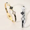 Fashnzfab Stainless Steel Triple Quatrefoil Pointed Hinged Bangle Bracelet Black, Mother Of Pearl, Silver In Multi