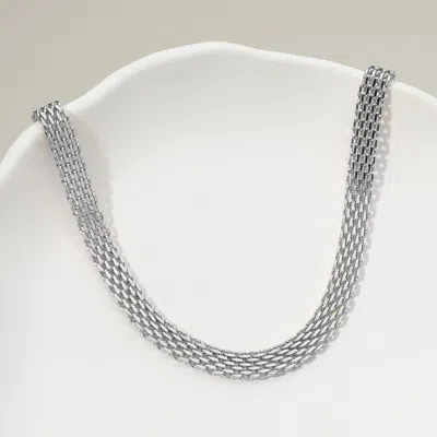 Fashnzfab Stainless Steel Woven Chain Necklace In Metallic