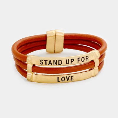 Fashnzfab Stand Up For Love Faux Leather Magnetic Bracelet In Multi