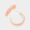 Fashnzfab Star Accented Enamel Half Earrings - Coral In Pink