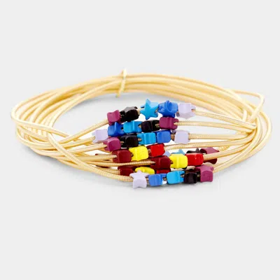 Fashnzfab Star Bead Multi Stretch Bracelet Gold, Multi
