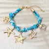 Fashnzfab Star Charm Embellished Scarf Fabric Chain Bracelet Blue, Gold In Multi