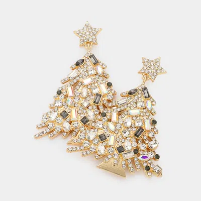 Fashnzfab Star Christmas Tree Link Dangle Earrings - Gold