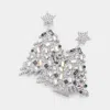 Fashnzfab Star Christmas Tree Link Dangle Earrings - Rhodium In Silver