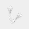 Fashnzfab Star Cz Stone Pointed Marquise Stone Dangle Evening Earrings - Silver In Metallic
