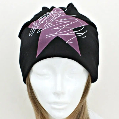 Fashnzfab Star Light Polyester Beanie In Purple