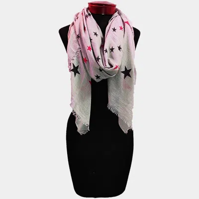Fashnzfab Star Print Scarf In Gray