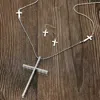 Fashnzfab Star Shaped Punched Stone Paved Cross Pendant Long Necklace In Multi