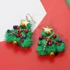 Fashnzfab Star Top Snowflake Accent Pom Pom Christmas Dangle Earrings - Green, Multi In Green