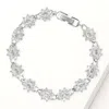 Fashnzfab Starburst Cz Stone Cluster Link Bracelet In Silver