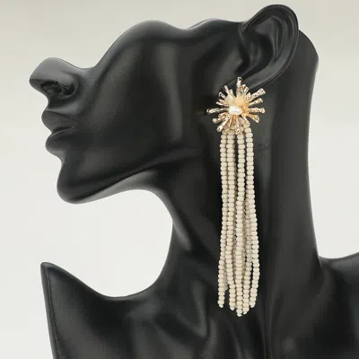 Fashnzfab Starburst Wooden Beaded Tassel Drop Earrings In Multi