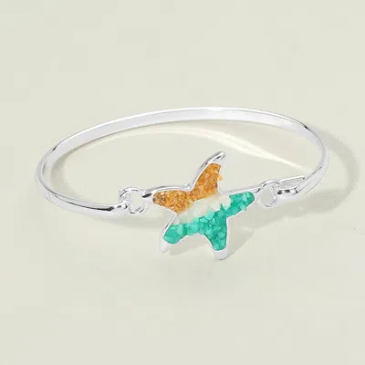 Fashnzfab Starfish Accent Bangle Bracelet In Multi
