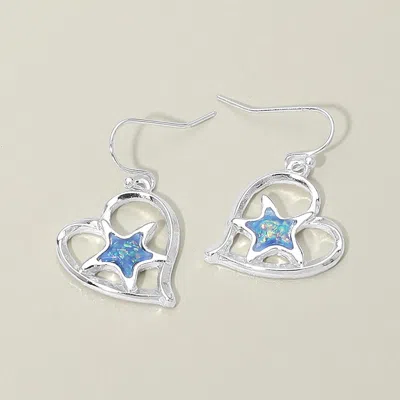 Fashnzfab Starfish Accent Heart Charm Drop Earrings In Multi