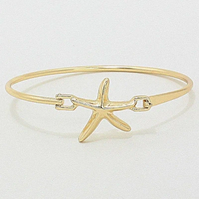 Fashnzfab Starfish Bangle Bracelet In Gold