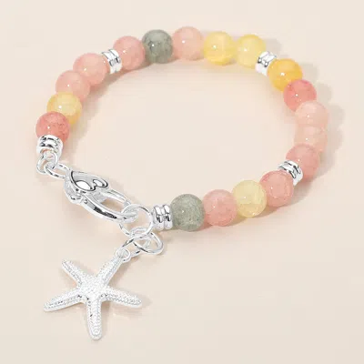 Fashnzfab Starfish Charm Beaded Stretch Bracelet In Multi