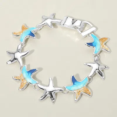 Fashnzfab Starfish Charm Coastal Link Magnetic Bracelet In Multi
