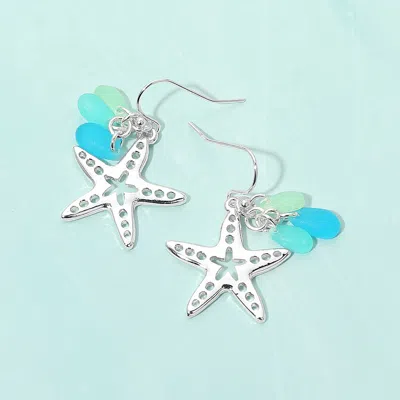 Fashnzfab Starfish Charm Drop Dangle Earrings In White