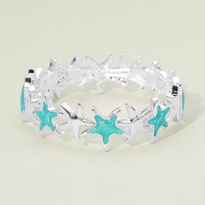 Fashnzfab Starfish Charm Link Stretch Bracelet In Multi