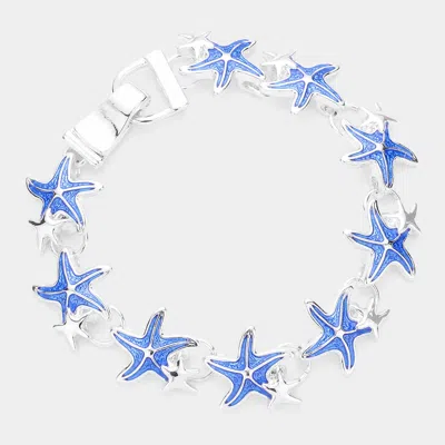Fashnzfab Starfish Link Magnetic Bracelet Blue, Silver In Multi