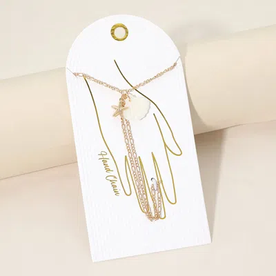 Fashnzfab Starfish Mother Of Pearl Seashell Charm Accent Hand Chain Bracelet In Multi