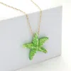 Fashnzfab Starfish Pendant Necklace In Green