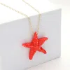 Fashnzfab Starfish Pendant Necklace In Red