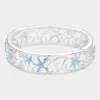 Fashnzfab Starfish Pointed Stretch Bangle Bracelet Antique Silver, Blue In Multi