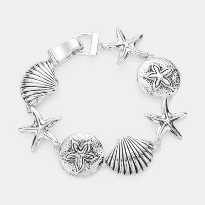 Fashnzfab Starfish Shell Magnetic Bracelet Antique Silver In Multi